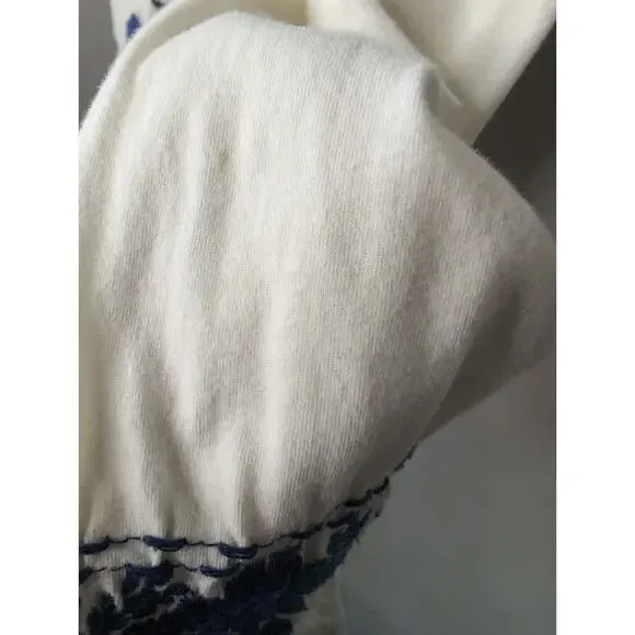 Johnny Was floral embroidery long sleeve med tie front tunic top - Picture 5 of 11